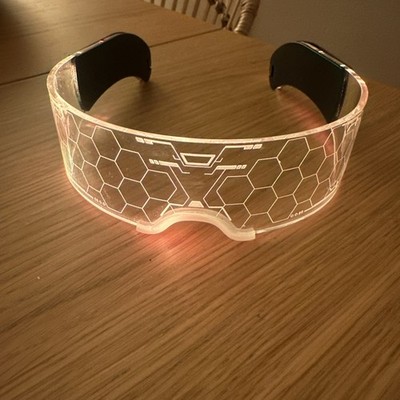 Halloween LED Googles Robot Cyberpunk Clear Lens Glasses for Raves Cosplay
