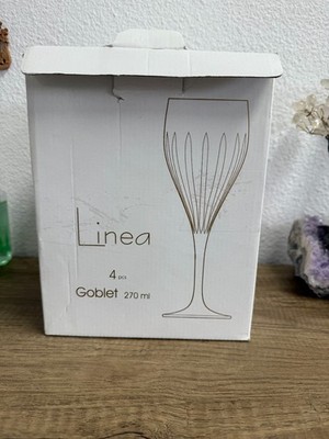 Poltar Crystal Linea Goblet Set of 4  270ml Slovak Crystal Wine Glasses Elegant.