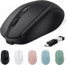 Bluetooth Wireless Mouse USBC for Mac Book Pro/Laptop/Computer, Silent Black