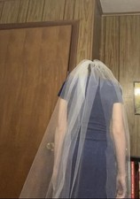 White Tulle Cathedral Length Wedding Veil Long Draped Bridal Veil