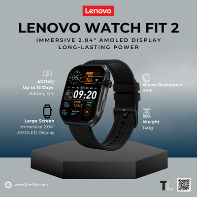 Lenovo Watch Fit 2: Bluetooth Calling, 2.04'' AMOLED Display, IP68 Waterproof Sma