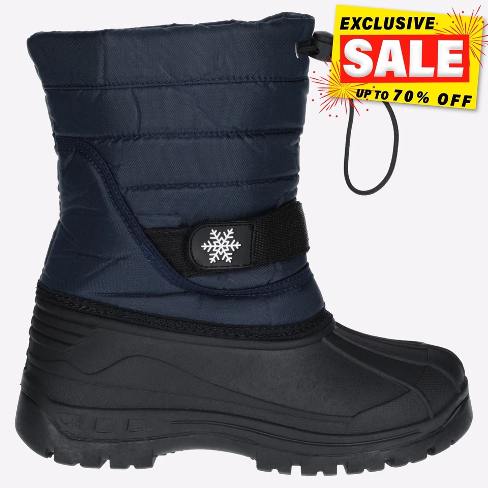 Cotswold Icicle Toggle Lace Junior Kids Infants Windproof Snow Boots Navy