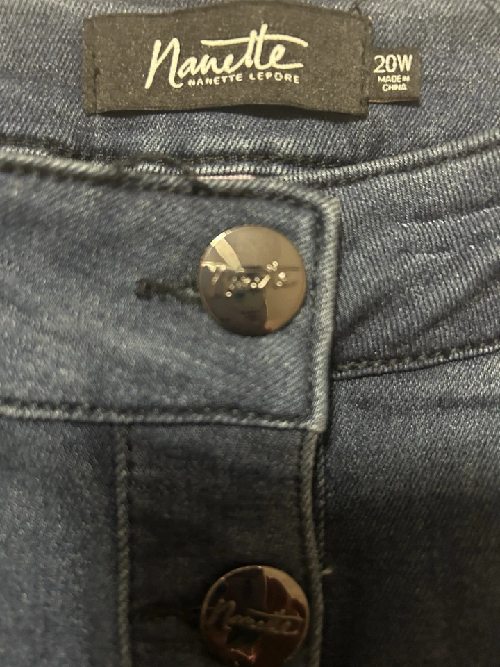 Falda Denim Nanette Lepore Elastizada Cierre Botón Azul Talla Grande 20 W Nueva con Etiquetas Foto 3 de 3