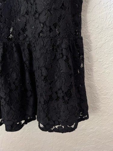 New Halogen Womens Black Lace Peplum Semi Sheer Top Blouse Whimsigoth M NWT - Picture 6 of 7