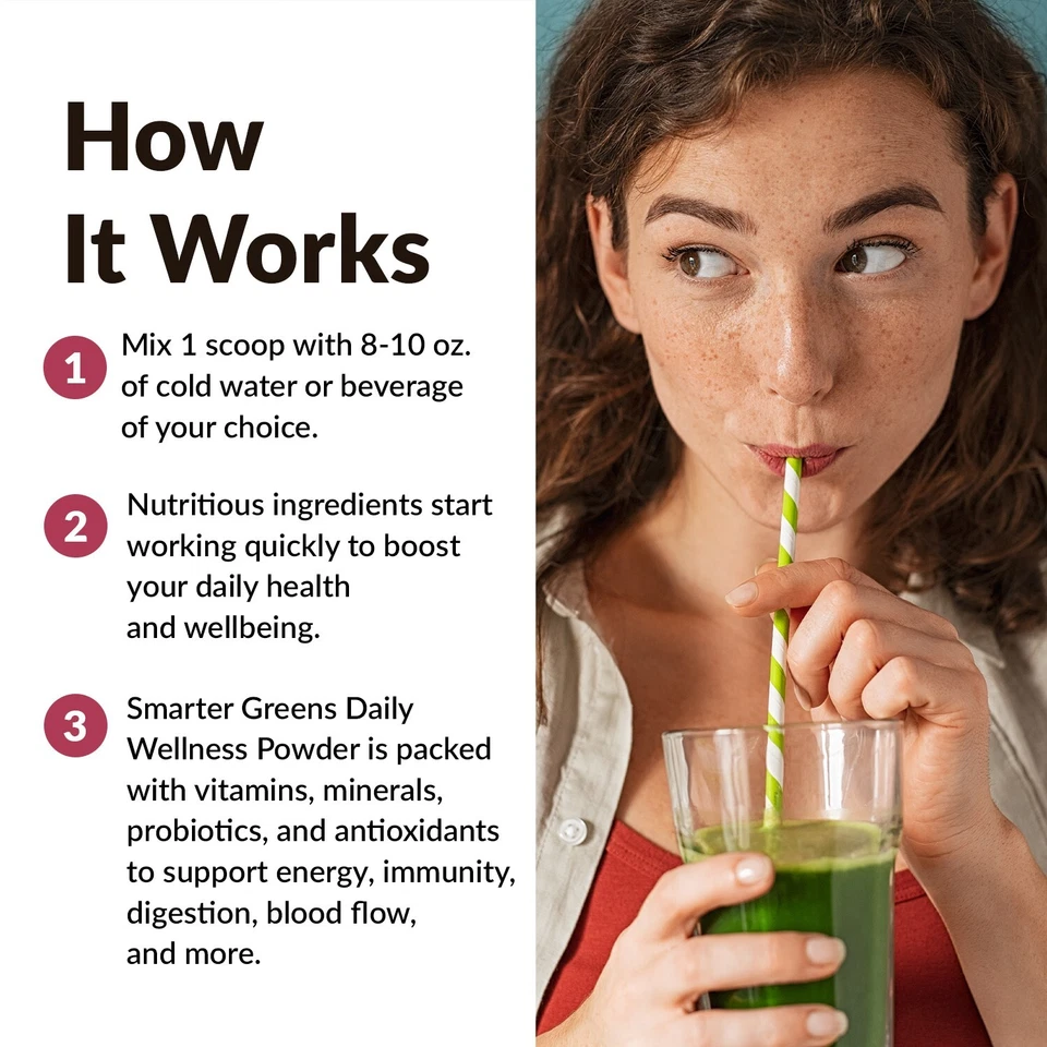 Polvo Force Factor Smarter Greens Daily Wellness, polvo de superalimento verde Foto 4 de 4