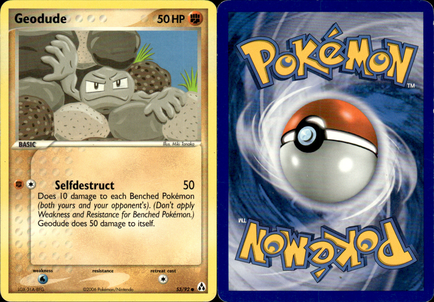 GEODUDE - 53/92 - EX Legend Maker - Common - Pokemon Card - NM