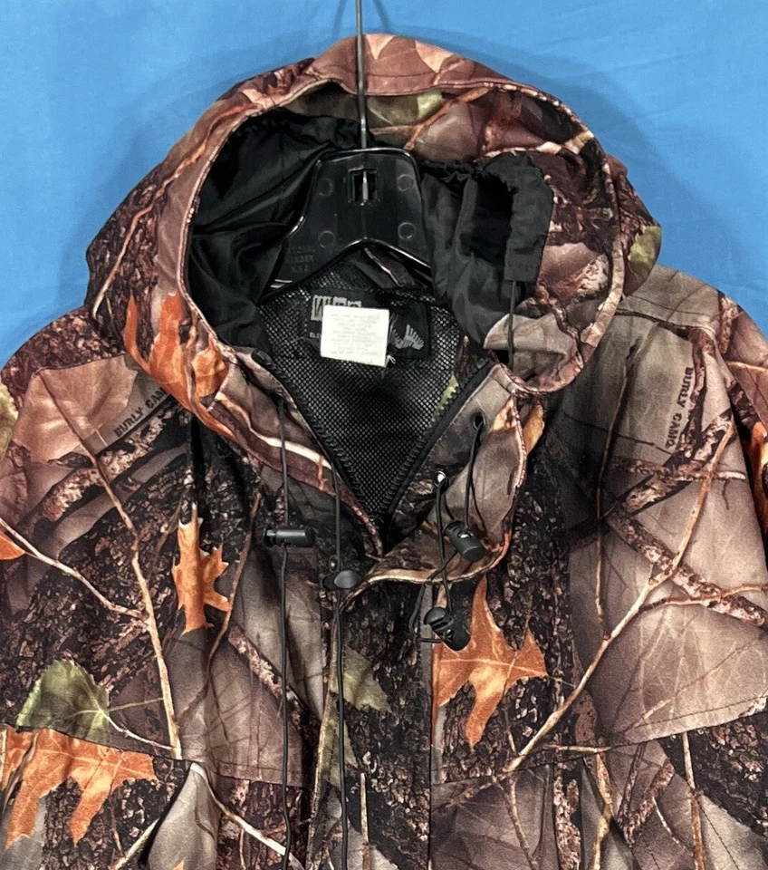 WFS ELEMENT GEAR Burly Camouflage MESH LINED Full-Zip HOODED Hunting JACKET Sz L - Image 2 of 4