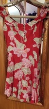 forever 21 Women's Red Pink Green Tropical Floral Dress Size Small Summer Chic