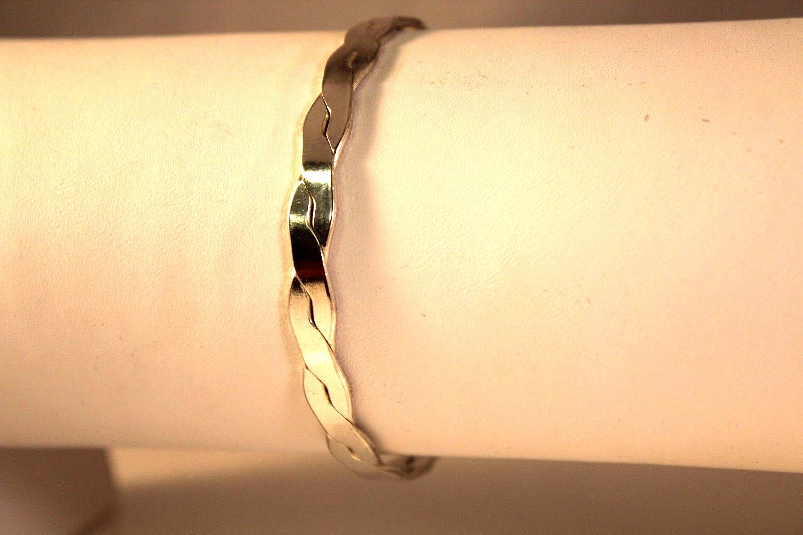 Twisted Rope Flat Design Solid Sterling Silver ba… - image 1