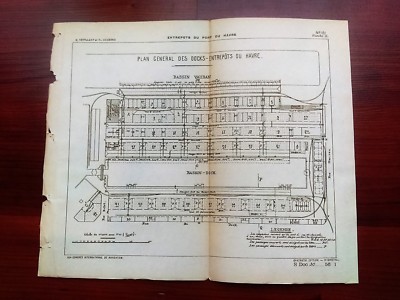 1898 French Map Diagram General Plan of Docks Entry from Harbor Basin Vauban