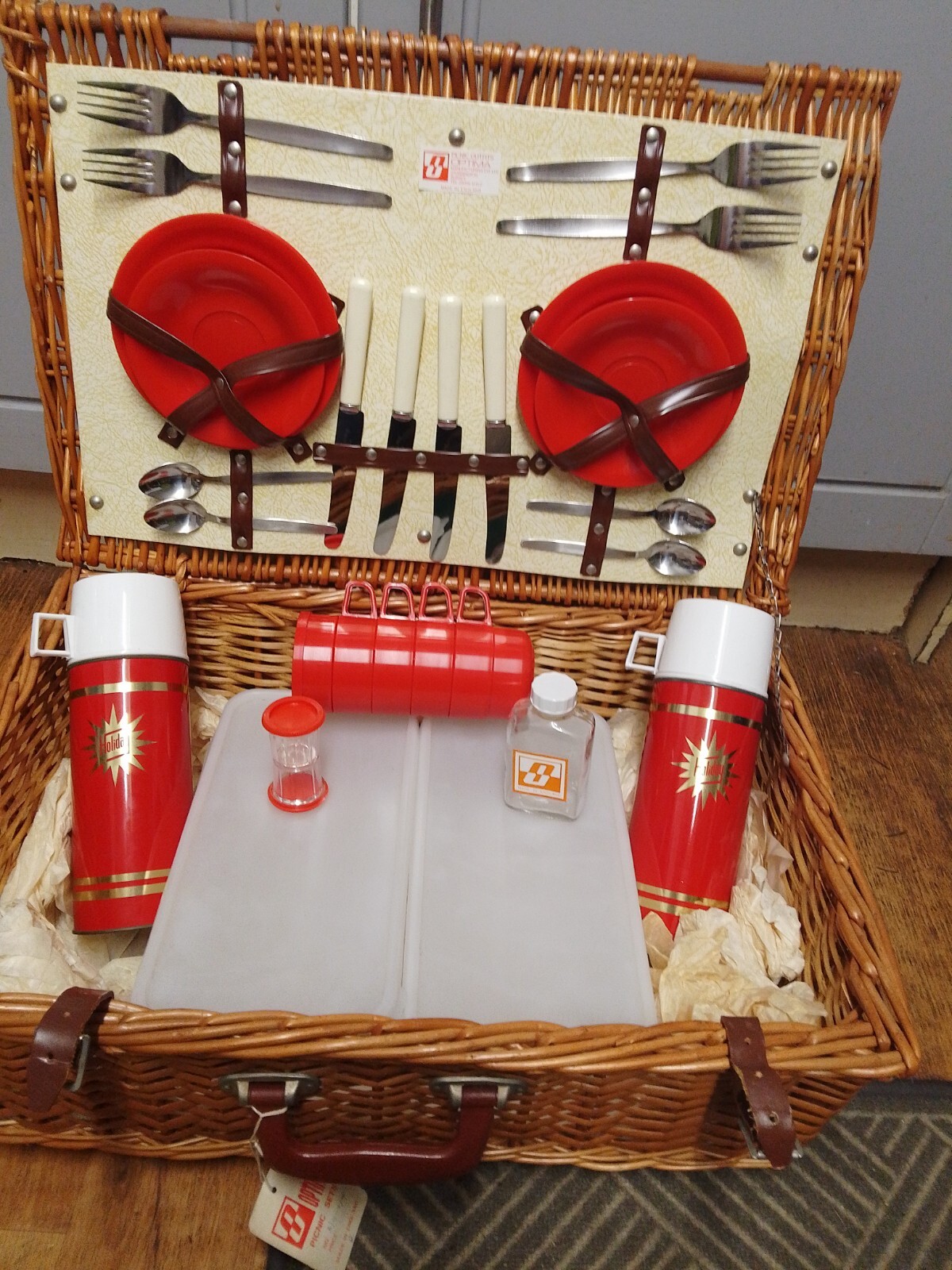 Vintage Optima Holiday Wicker Picnic Basket 4 People eBay
