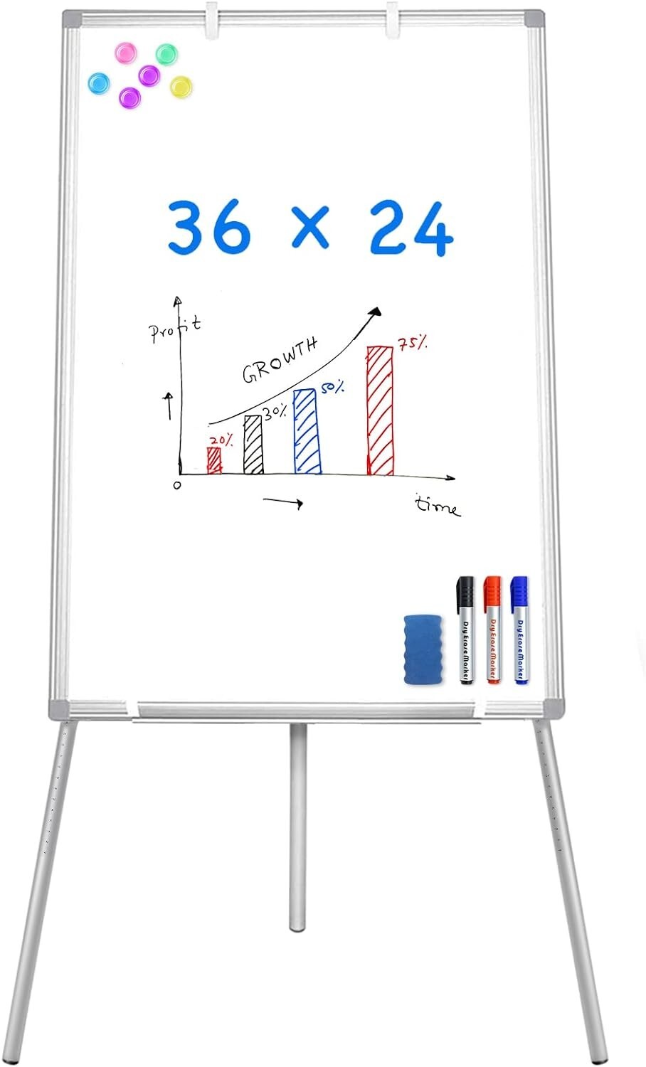 36x24 Mobile Dry Erase Board with Tripod and Accessories for Office & Classroom
