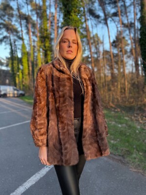 Light Brown Mink Jacket, Medium Size, Genuine Brown Mink Fur