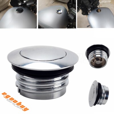 Chrome Pop up Flush Gas Cap Fuel Tank Aluminum For Harley FLHT FLHTC FLTR FLHX