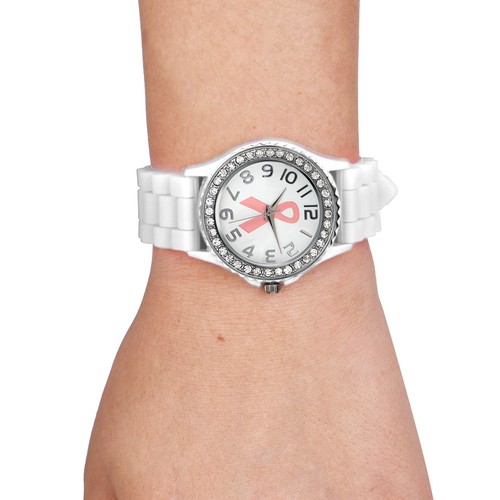 Fashion Men Women Watch Crystal Cancer Dial Quartz Analog Silicone Band Watch