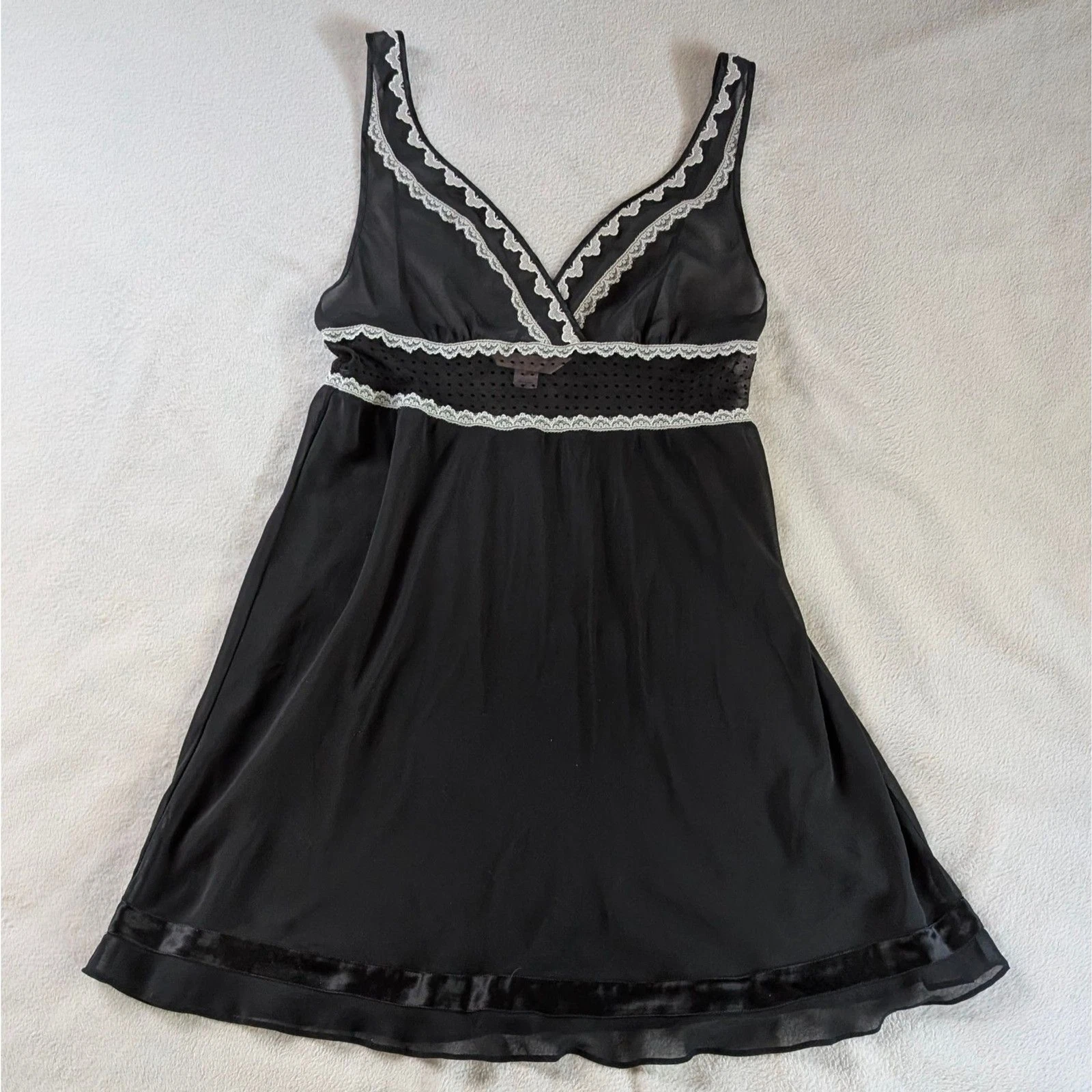 UNDERCOVER Vintage Victoria's Secret Angel Baby Doll vestito slip donna piccolo pizzo nero
