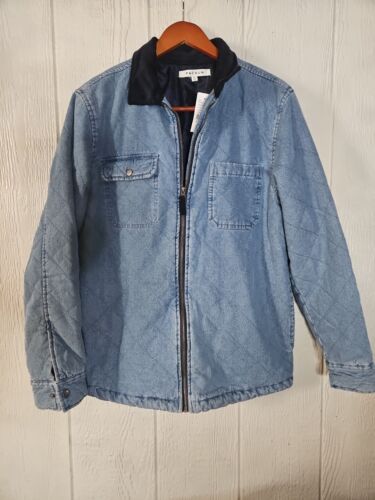 Pacsun Denim Jacket Men's Medium Light Quilted Full Zip Jean Trucker Coat NWT