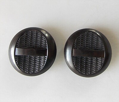 TWO VINTAGE LA MODE VERY DARK BROWN PLASTIC 1 1/8'' DIA. ROUND SHANK BUTTONS