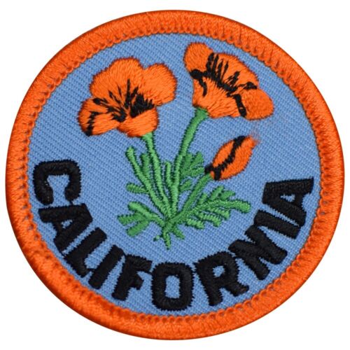 Kleiner kalifornischer Mohnaufnäher - Blume, Blüte, CA Abzeichen 2 Zoll (Aufbügeln) - Bild 1 von 1