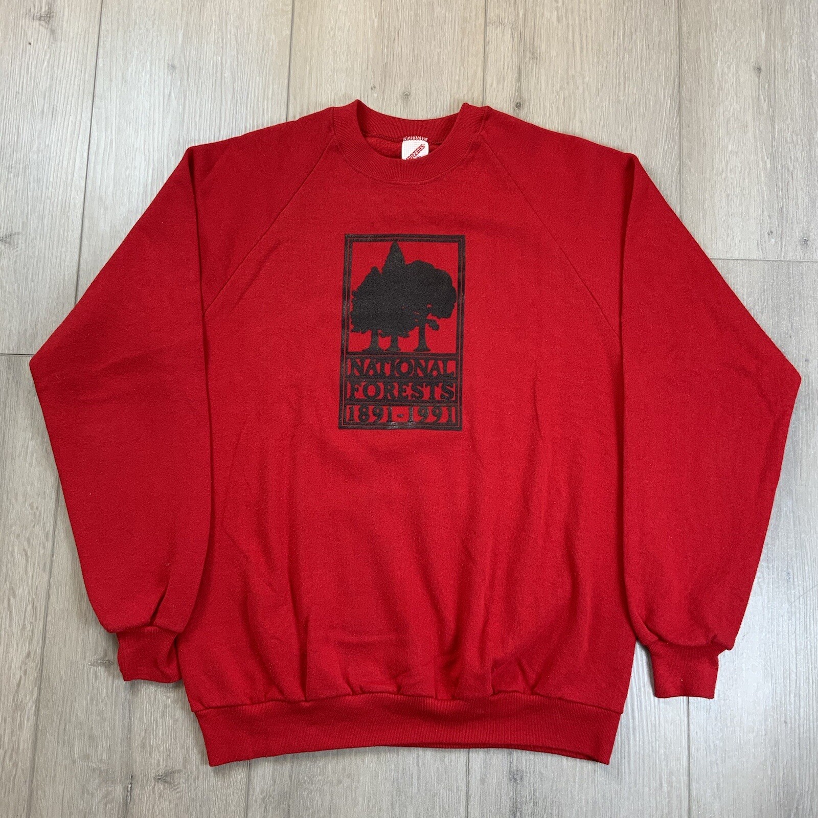 VTG 90s Jerzees Sweatshirt Men's XL Red Crewneck Pullover National Forests