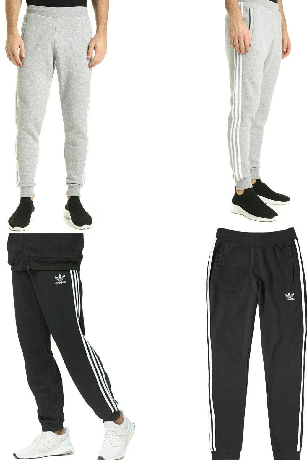 Adidas Mens Joggers Black Grey Fleece Sweatpants Bottom Jogging Pants New