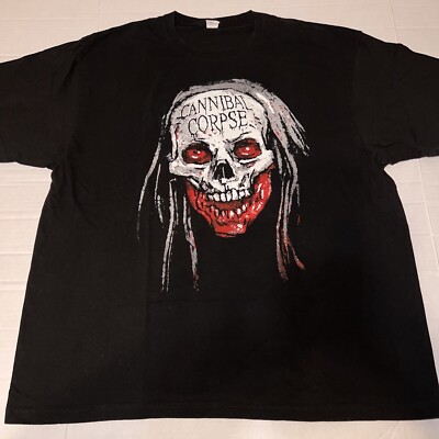 Vintage Cannibal Corpse Rotting Skull Zombie Death Metal Band T