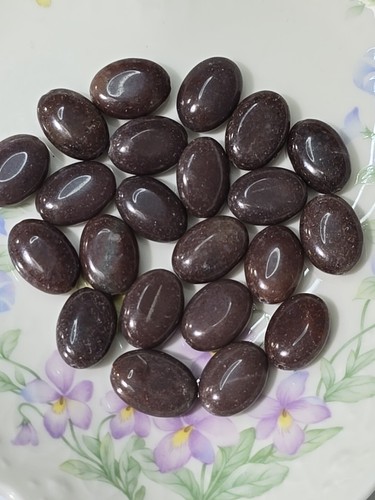 22 Total Stone Beads Dark Brown Stone Oval Loose 5/8" Drilled