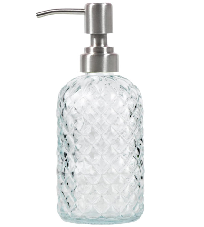 Soap dispenser with pump bottle Lotion bathroom Hand Kitchen Sink Dish Glass 18o