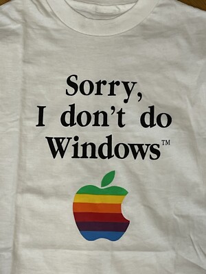 Vintage Single Stitch Apple Logo 'Sorry, I Don't Do Windows' Tee