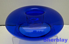 Gorgeous Round Cobalt Blue Votive Tealight Candle Holder Glass 6" Diameter 2" Ta