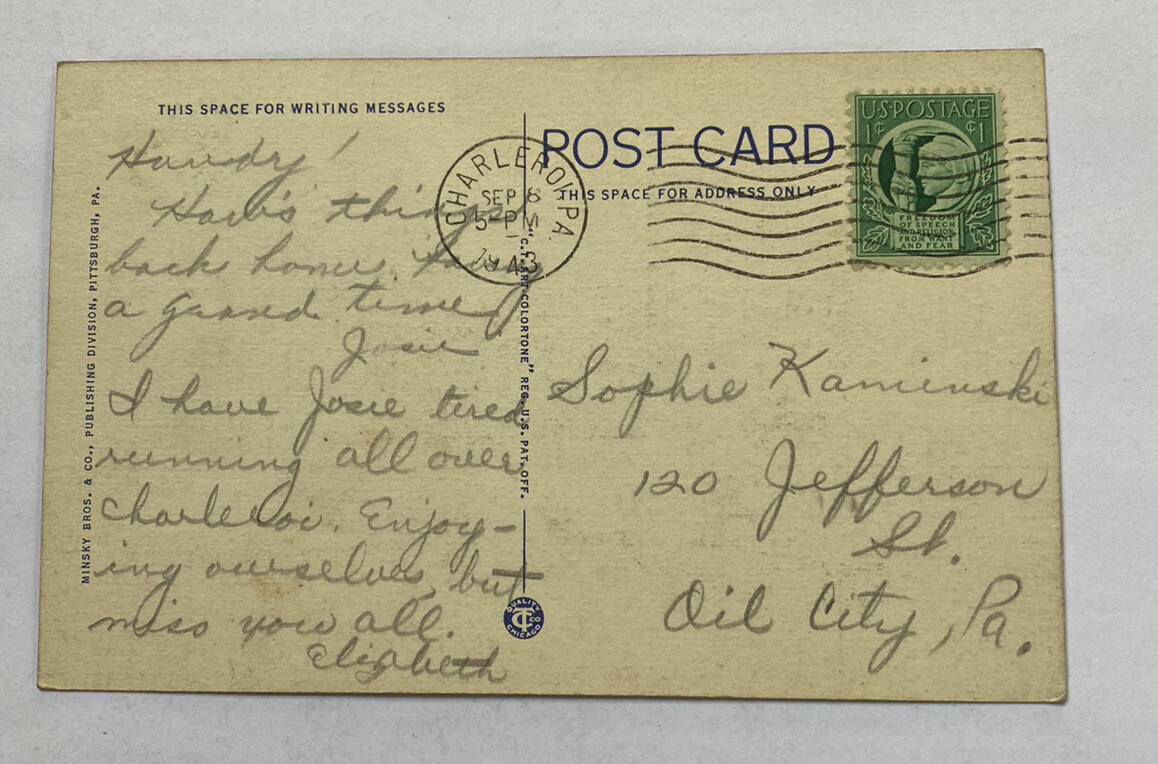 Vintage Linen Postcard CharleroiMonessen Hospital Charleroi