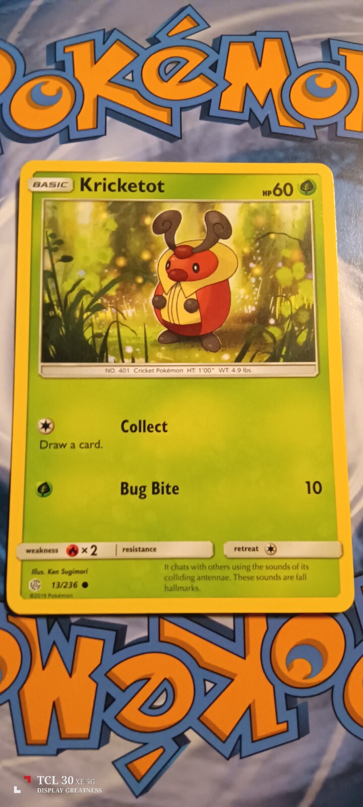 Pokémon TCG Kricketot Sun & Moon - Cosmic Eclipse 13/236 Regular Common-NM