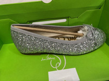 Sam Edelman Girls Felicia Kids Ballet Flat Silver Glitter size 1