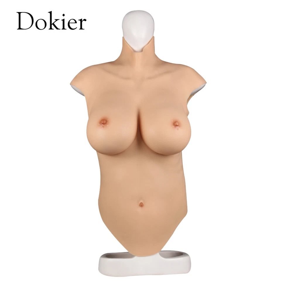 Dokier Plus Size Half Bodysuit Silicone Breast Forms Fake Boobs For Crossdresser - Bild 3 von 4