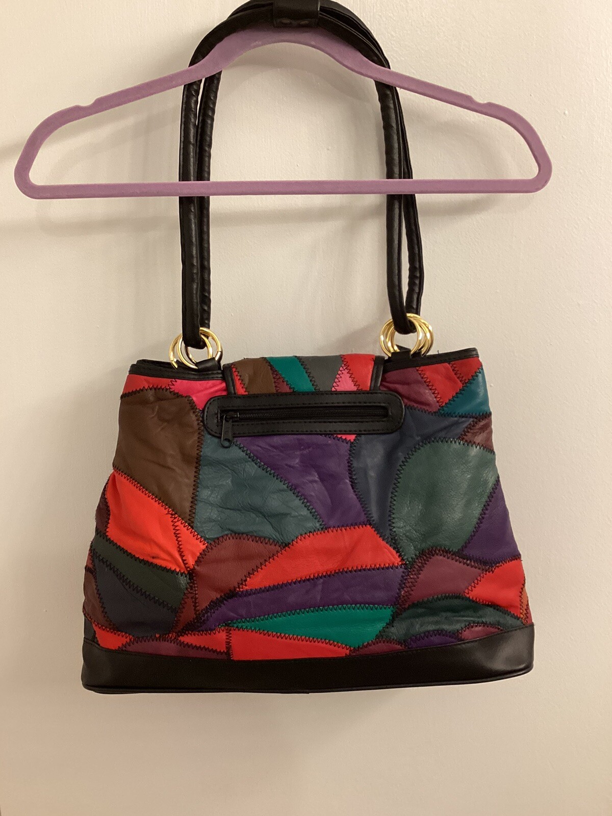 Large Patchwork Leather Vintage Handbag Grunge Pu… - image 2