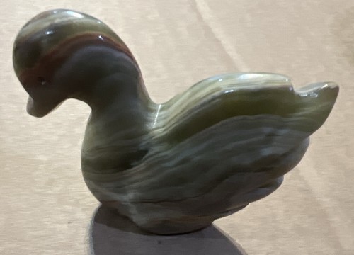 Duck Figurine Carved Alabaster Paperweight Figurine Swan Bird Marble - Picture 4 of 6