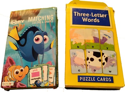 Dory Matching Colors & Shapes Cards and School Zone Three Letter Word Puzzle Set