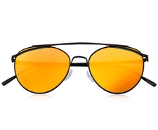 Men Women Sunglasses Flat Pink Lens  Oversize Round Design Fashion Style Metal