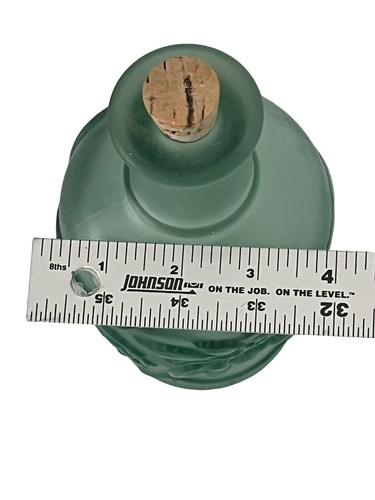 Vintage Flasche Satiniertes Glas Aqua Grün Obst Blätter Korken Matt Erhöhtes Design 8" - Bild 13 von 13