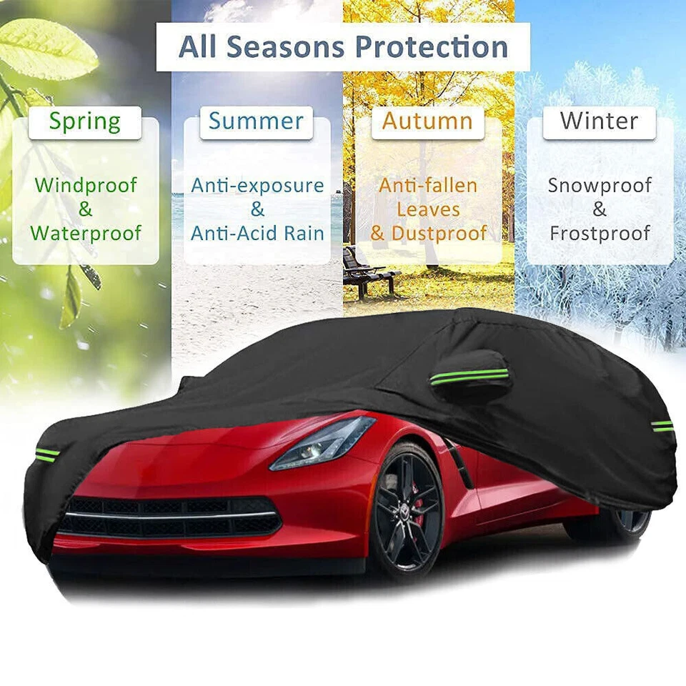 For Sedan Coupe Full Car Cover All Weather Snow Dust UV Resistant Protection - Image 2 of 4