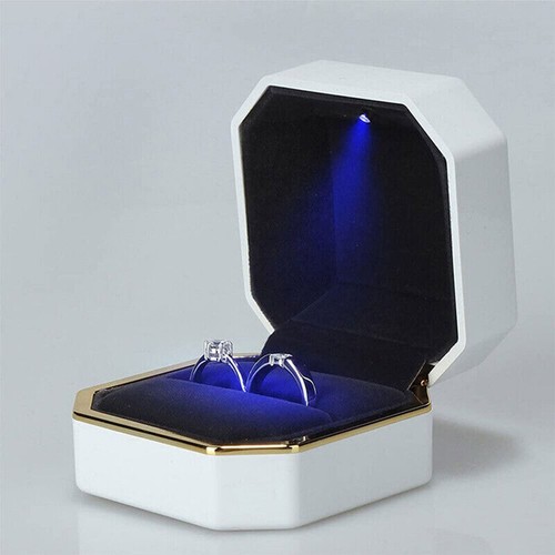 LED Luxury Ring Box with Light Wedding Ring Case Jewelry Gift for Engagement - Picture 9 of 13