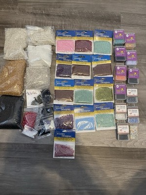 Glass Seed Bead Lot Mixed Sizes & Colors Fire Mountain & Darice More 40-pks 5lbs