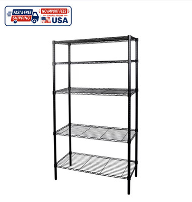 Hyper Tough 5-Tier Wire Shelving Unit 1750 lb Heavy Duty Black Storage Rack