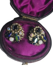 Vintage Juliana Rhinestones 1950s Mid Century Clip On Earrings
