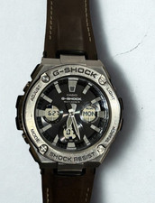 CASIO G-SHOCK G-STEEL GST-W130L Silver Radio Solar Leather Watch From Japan