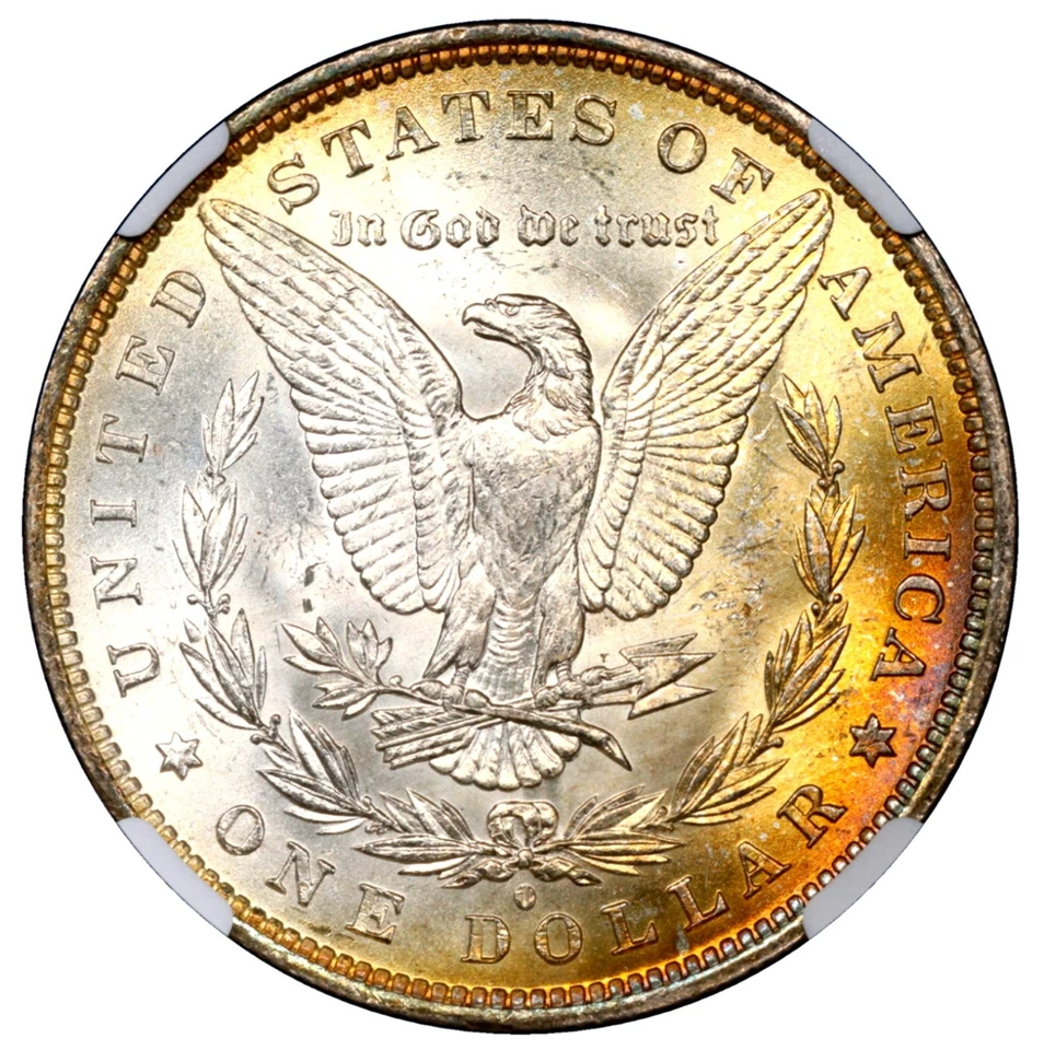 Dólar Morgan 1883-O NGC MS 63 tono arco iris brillante Foto 2 de 4