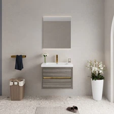30"Wall-Mounted Bathroom Vanity w/Sink,Floating Bathroom Storage Cabinet w/Stone