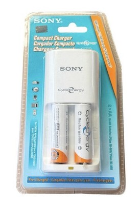 Sony Compact Battery Charger BCG-34SH2KA Cycle Energy Rechargeable Ni-MH AA AAA