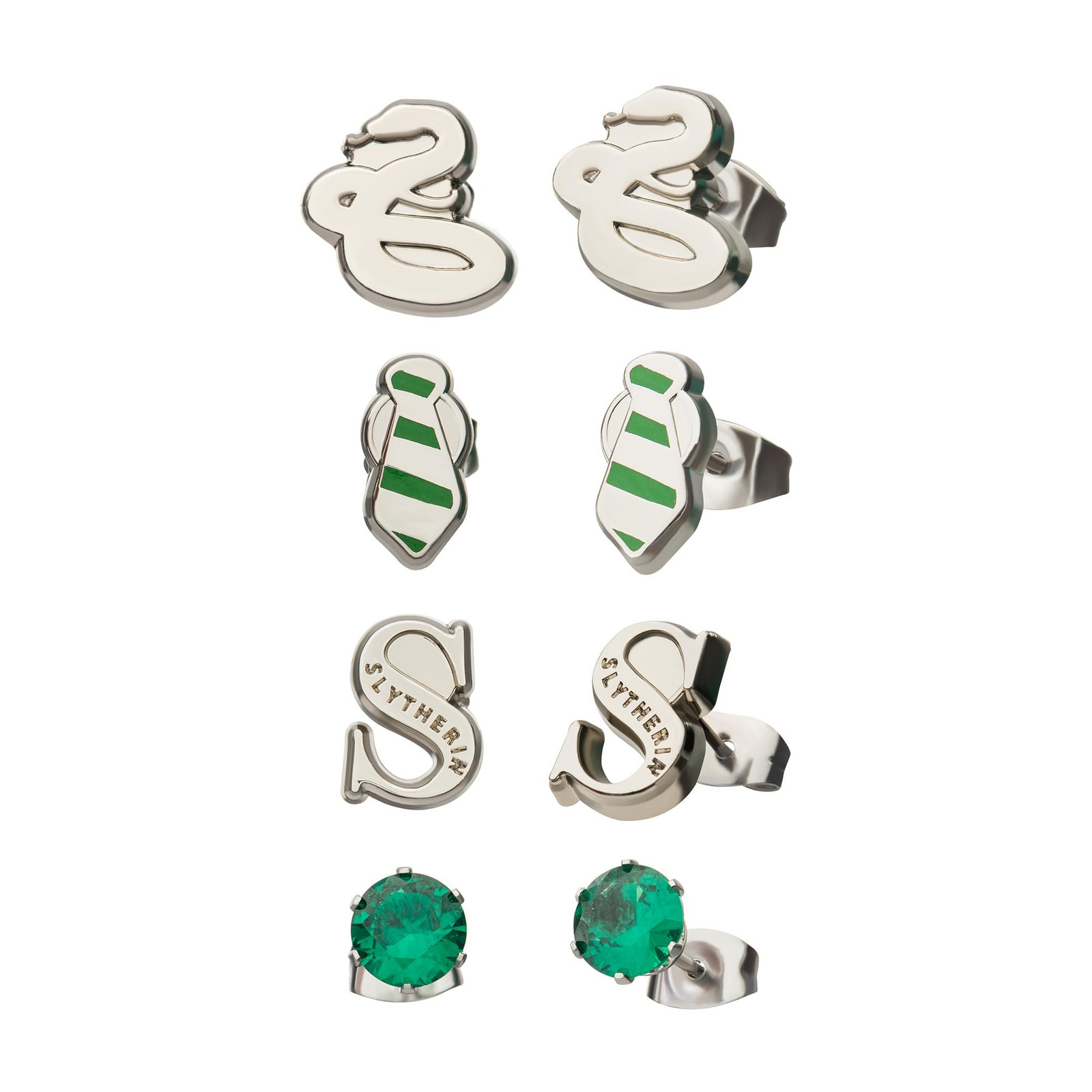Slytherin Harry Potter 4-Piece Stud Earring Set for Fans  