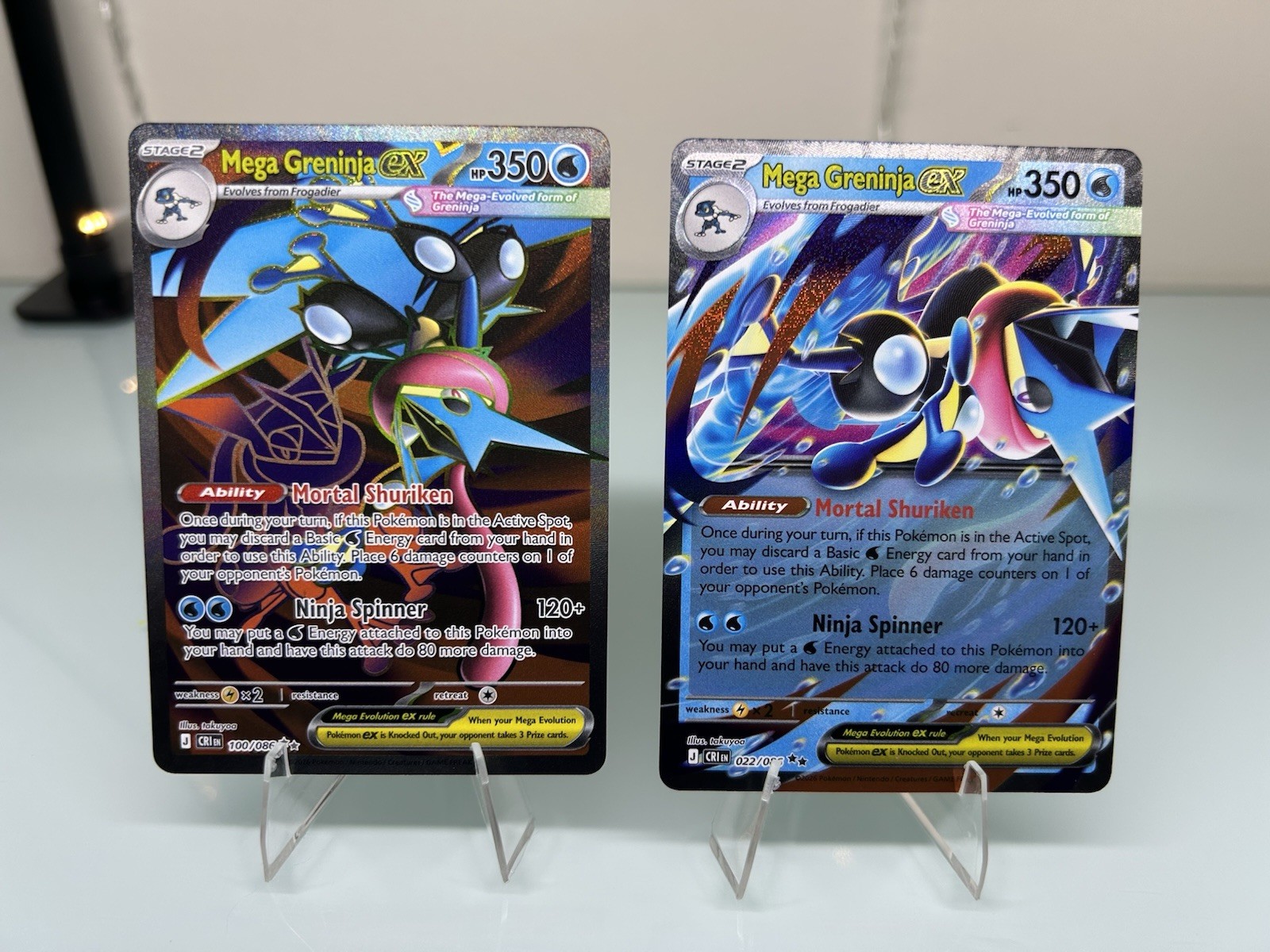 Pokémon TCG Chaos Rising Mega Greninja Ex 100/086 & Mega Greninja Ex 22/86 Pair